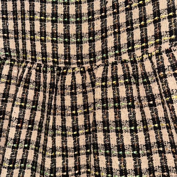 Square Neck Plaid Puff Sleeve Midi Dress - Black & Cream - Picture 6 of 6